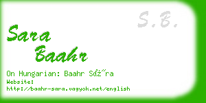 sara baahr business card